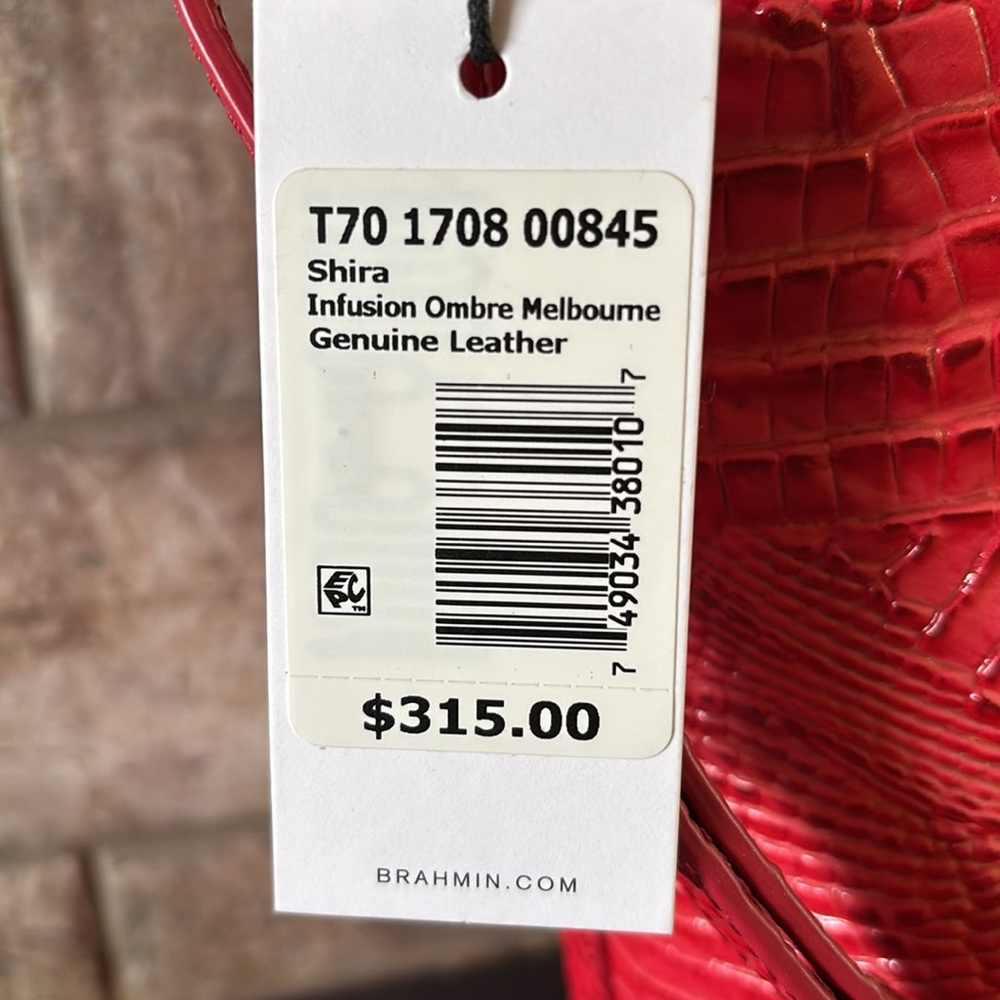 NWT Brahmin Shira Infusion Ombré Vibrant Melbourne Crocodile Embossed bag - Picture 3 of 7